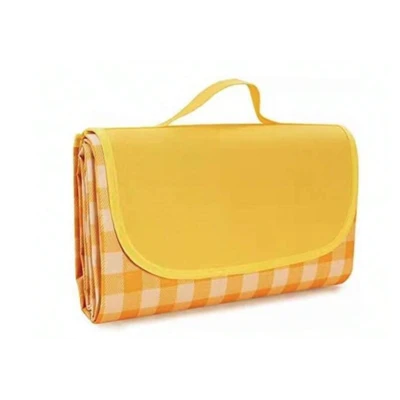 Patura de picnic dimensiune 100x150cm culoare GALBEN cu carouri