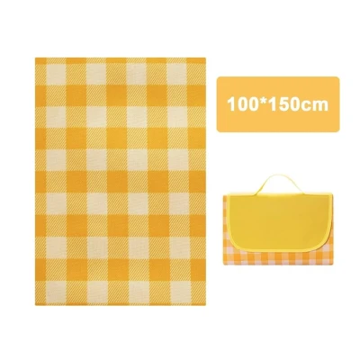 Patura de picnic dimensiune 100x150cm culoare GALBEN cu carouri