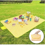Patura de picnic dimensiune 100x150cm culoare GALBEN cu carouri