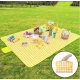 Patura de picnic dimensiune 100x150cm culoare GALBEN cu carouri