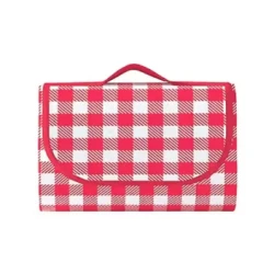 Patura de picnic dimensiune 100x150cm culoare ROSU cu carouri