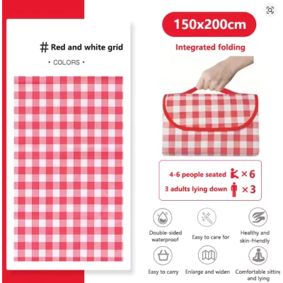 Patura de picnic dimensiune 100x150cm culoare ROSU cu carouri