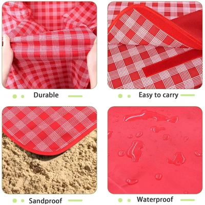 Patura de picnic dimensiune 100x150cm culoare ROSU cu carouri
