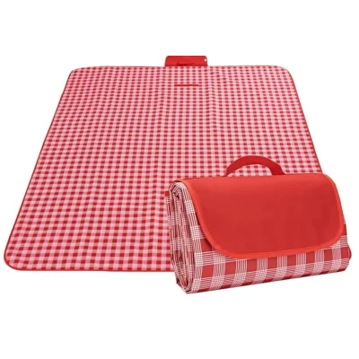 Patura de picnic dimensiune 100x150cm culoare ROSU cu carouri