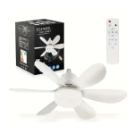 Ventilator de tavan cu LED 40W tip bec control de la distanta 52cm x 20cm alb