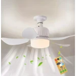 Ventilator de tavan cu LED 40W tip bec control de la distanta 52cm x 20cm alb
