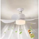 Ventilator de tavan cu LED 40W tip bec control de la distanta 52cm x 20cm alb