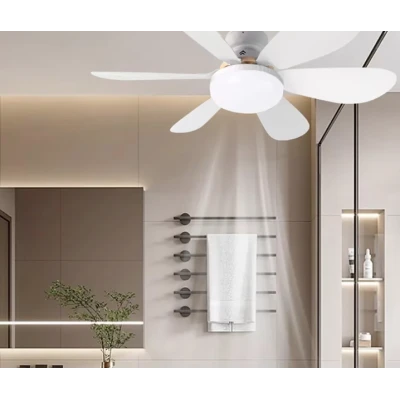 Ventilator de tavan cu LED 40W tip bec control de la distanta 52cm x 20cm alb