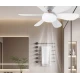 Ventilator de tavan cu LED 40W tip bec control de la distanta 52cm x 20cm alb