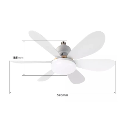 Ventilator de tavan cu LED 40W tip bec control de la distanta 52cm x 20cm alb