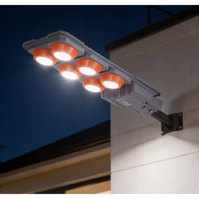 Lampa solara stradala putere 600W senzor miscare 8 casete portocalie