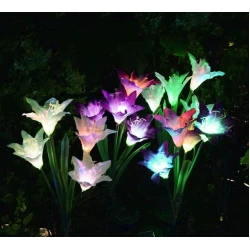 Set 2 lampi solare pentru gradina model FLOARE colorata