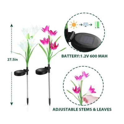 Set 2 lampi solare pentru gradina model FLOARE colorata