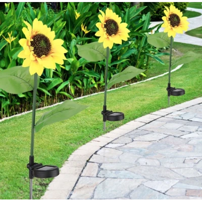Set 2 lampi solare decorative de gradina model Floarea Soarelui