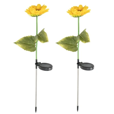 Set 2 lampi solare decorative de gradina model Floarea Soarelui