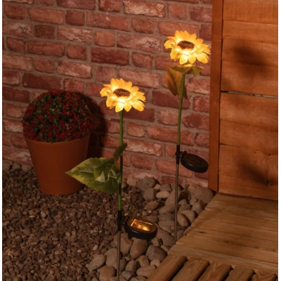 Set 2 lampi solare decorative de gradina model Floarea Soarelui