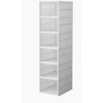 Organizator de pantofi pliabil economisitor de spatiu cu Usi transparente cu 6 Niveluri