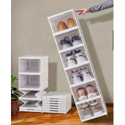 Organizator de pantofi pliabil economisitor de spatiu cu Usi transparente cu 6 Niveluri