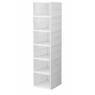 Organizator de pantofi pliabil economisitor de spatiu cu Usi transparente cu 6 Niveluri