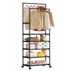 Suport multifunctional haine si incaltaminte cu rafturi si bara umerase 185x56x30 cm