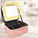 Geanta machiaj de calatorie cu oglinda iluminata capacitate mare 3 culori de iluminare