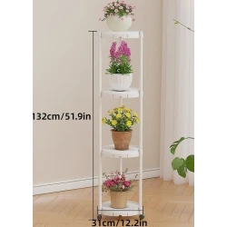 Suport vertical pentru ghivece 4 niveluri Alb 132x31 cm Ideal pentru Plante de Interior si Exterior