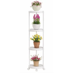 Suport vertical pentru ghivece 4 niveluri Alb 132x31 cm Ideal pentru Plante de Interior si Exterior