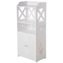 Dulap impermeabil pentru baie cu 2 rafturi superioare deschise inaltime 90cm durabil si stabil ALB