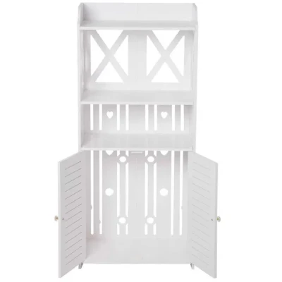 Dulap impermeabil pentru baie cu 2 rafturi superioare deschise inaltime 90cm durabil si stabil ALB