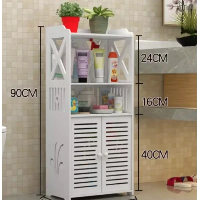 Dulap impermeabil pentru baie cu 2 rafturi superioare deschise inaltime 90cm durabil si stabil ALB