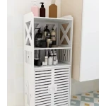 Dulap impermeabil pentru baie cu 2 rafturi superioare deschise inaltime 90cm durabil si stabil ALB