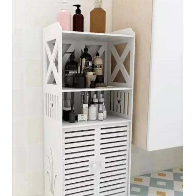 Dulap impermeabil pentru baie cu 2 rafturi superioare deschise inaltime 90cm durabil si stabil ALB