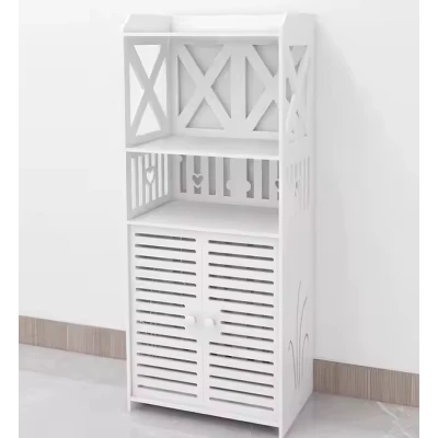 Dulap impermeabil pentru baie cu 2 rafturi superioare deschise inaltime 90cm durabil si stabil ALB