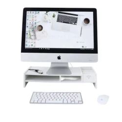 Suport monitor/laptop alb din ABS 49 x 10 x 20 cm cu 5 compartimente