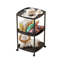Masuta cu 3 polite mobila cu roti 62 x 39 x 39 NEGRU