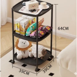 Masuta cu 3 polite mobila cu roti 62 x 39 x 39 NEGRU