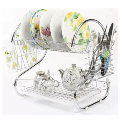 Suport scurgator vase din metal suport pentru 6 pahare tava din plastic 40,5 x 25 x 37,5 cm