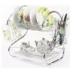 Suport scurgator vase din metal suport pentru 6 pahare tava din plastic 40,5 x 25 x 37,5 cm