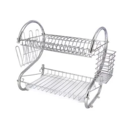 Suport scurgator vase din metal suport pentru 6 pahare tava din plastic 40,5 x 25 x 37,5 cm