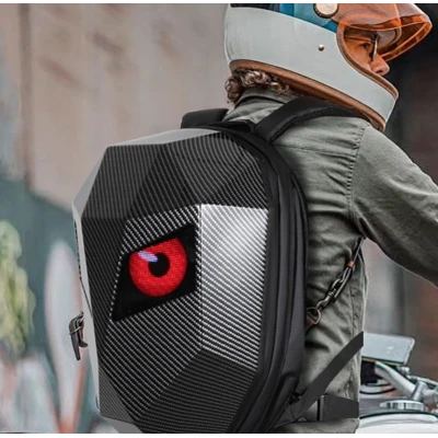 Rucsac motociclisti inteligent LED cu afisaj personalizabil control prin aplicatie lucios