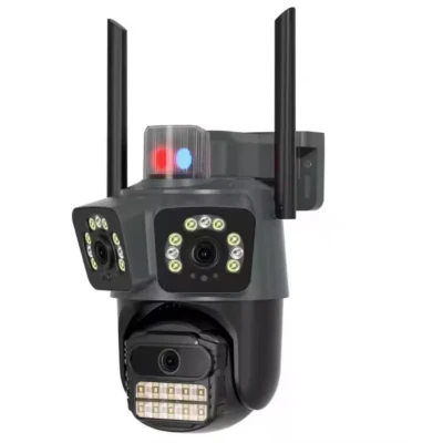 Camera supraveghere WiFi cu 3 lentile 15MP 8K PTZ Audio Alarma Exterior IP66