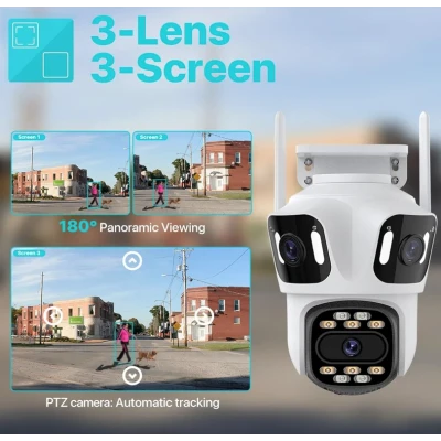 Camera Supraveghere WiFi BT Ultra HD 4 Lentile Unghi Larg Zoom 8X Night Vision Autotracking Audio Bidirectional