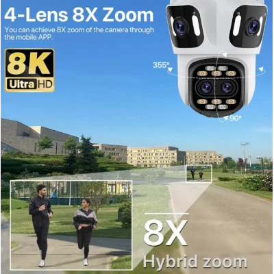 Camera Supraveghere WiFi BT Ultra HD 4 Lentile Unghi Larg Zoom 8X Night Vision Autotracking Audio Bidirectional