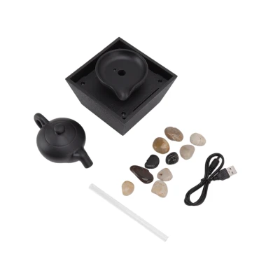 Fantana decorativa cu ceainic suspendat alimentare USB 5V sau baterii cu lumina si pietre