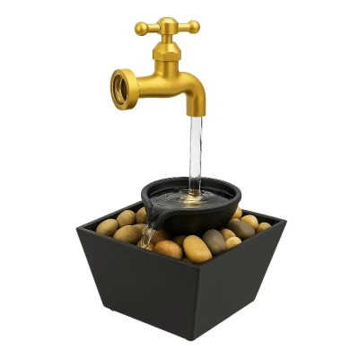 Fantana decorativa cu robinet cu lumina si pietre tip cascada