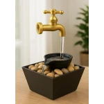 Fantana decorativa cu robinet cu lumina si pietre tip cascada
