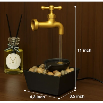 Fantana decorativa cu robinet cu lumina si pietre tip cascada