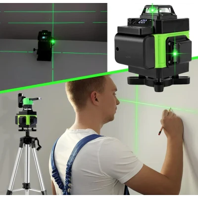 Nivela laser 4D cu 16 linii autonivelare telecomanda lumina verde Trepied