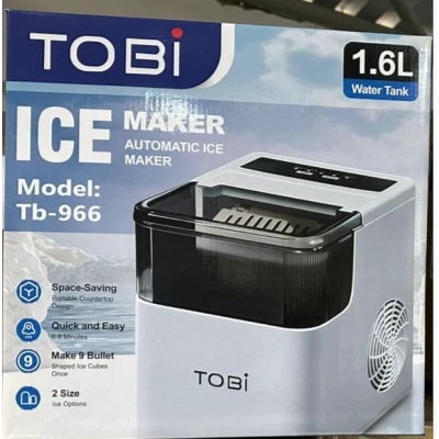 Masina de gheata portabila TB 966 de 12 kg/24h cuburi rapide îin 6 min rezervor 1.6L