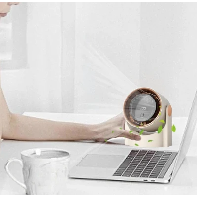 Mini Ventilator smart cu display digital si flux de aer puternic de birou compact reglabil si silentios